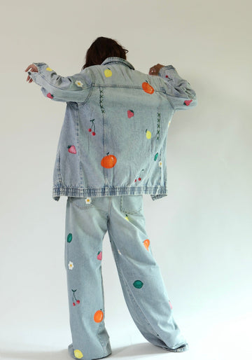 Handpainted Fruit Denim Jeans